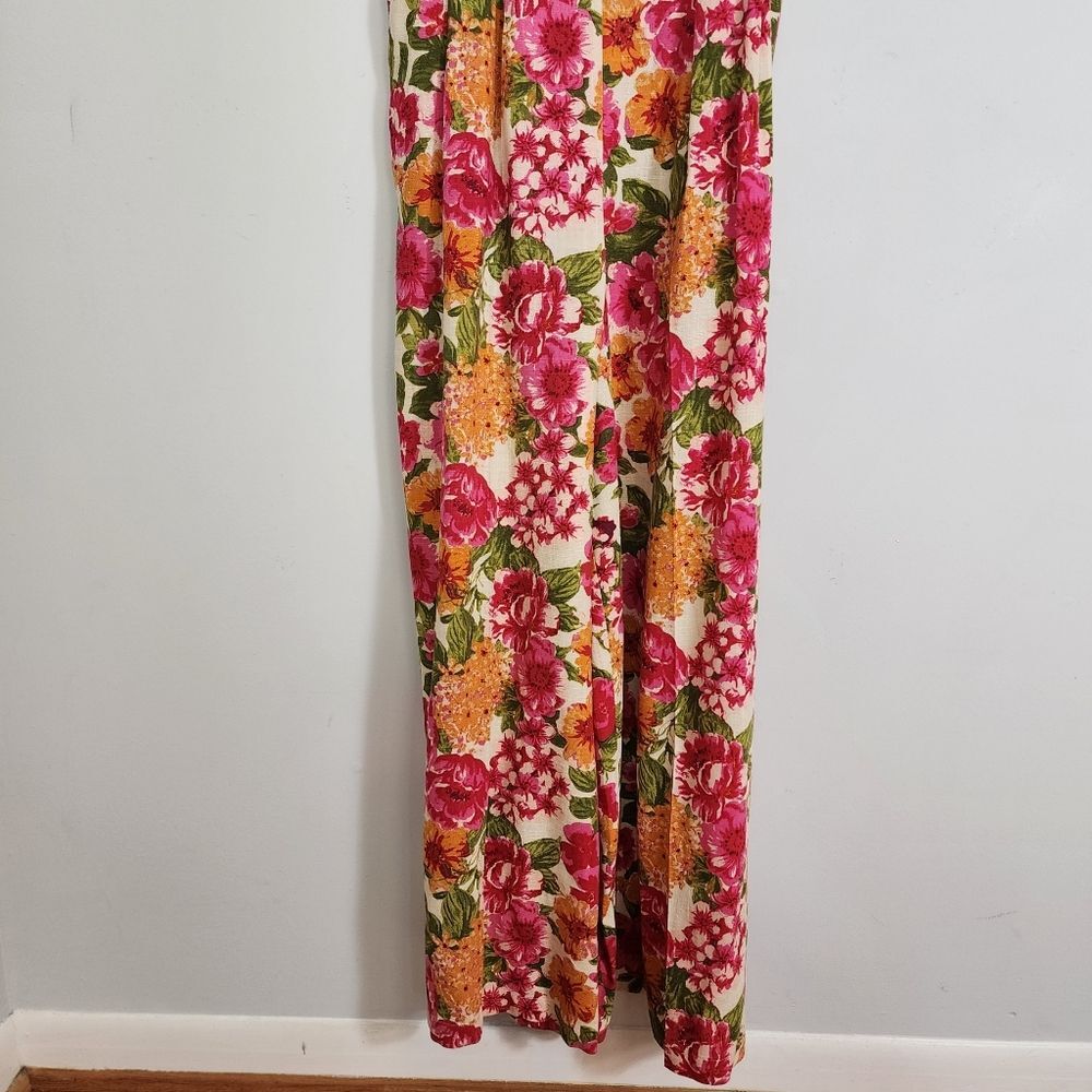 Flying Tomato Bonfire Weekends Linen Cotton Floral Wide Leg Jumpsuit Size Large - Picture 11 of 16
